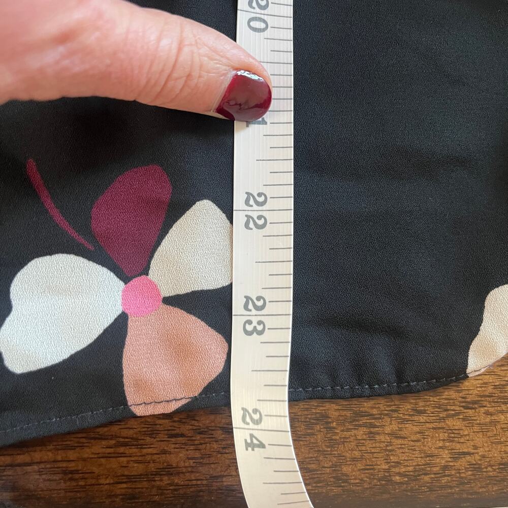 Kate Spade Dusk Buds Ruffle 3/4 Balloon Sleeve Floral Blouse Top Black Size S - Picture 6 of 7